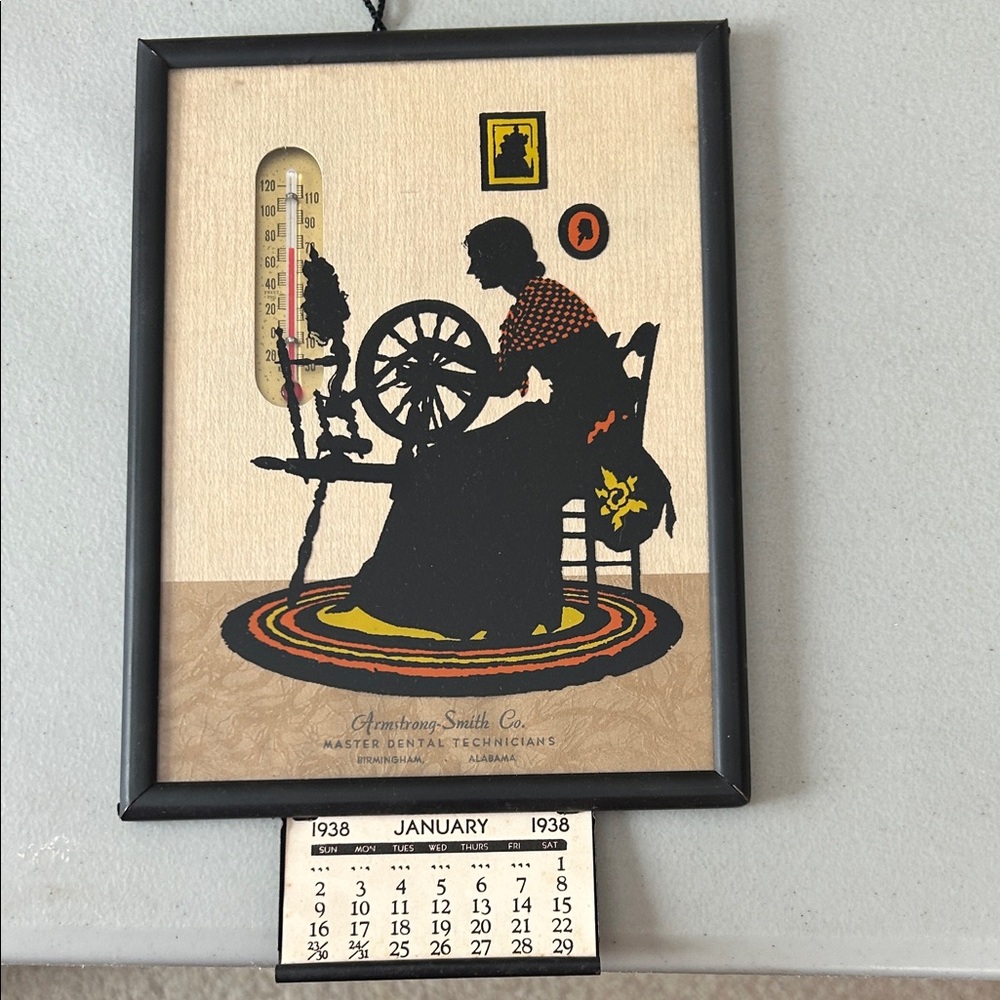 Vintage Spinning Wheel Wall Art with Calendar